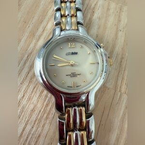 Globlu ladies gold tone silver tone watch NEW BATTERY